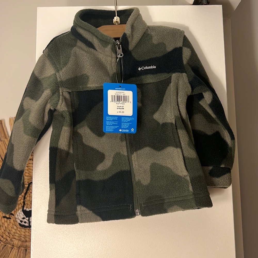 COLUMBIA 2T Boys Fleece Zip Up Camo